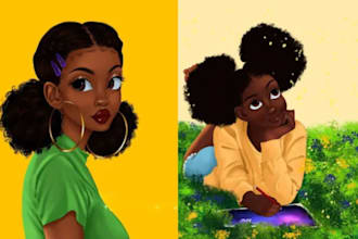 create children character and fantasy character illustration
