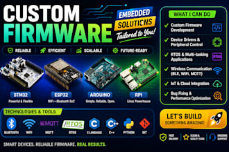 develop arduino, esp32, stm32, nrf52 firmware and iot embedded systems