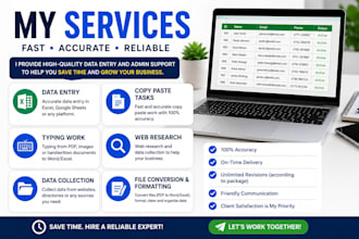 do fast and accurate data entry, copy paste and typing work