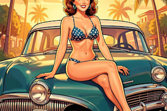 pin up girl and pin up girl illustration