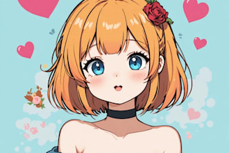 draw kawaii anime, vtuber illustration, fanarts