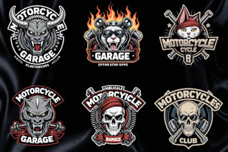 create motorcycle garage logo illustration design