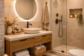 design bathroom interior 3d rendering and modern layout