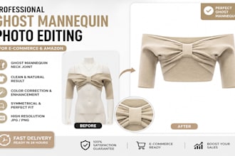 do ghost mannequin, wrinkle remove and symmetrical editing