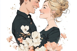 draw cute couple portraits