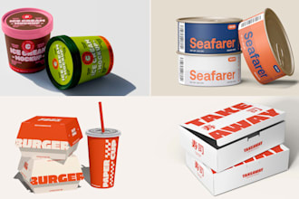 design ice cream, frozen food and fast food packaging design