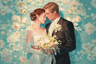 couple portrait wedding portrait illustration