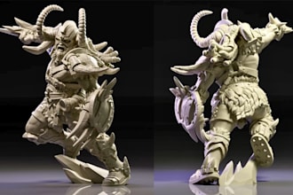 sculpt custom 3d stylized dnd character mini, ttrpg 3d miniature, rpg character