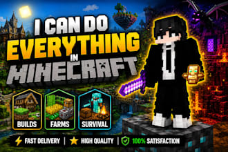 build farms, bases, and survival builds in minecraft