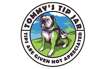 design bull dog palm tree beach bar logo unlimited changes