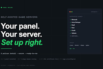 install and configure your pelican or pterodactyl game server panel
