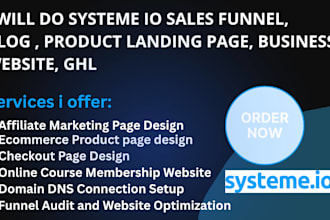 do systeme io sales funnel, blog , product landing page, business website, ghl