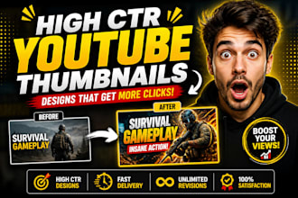 design high CTR youtube thumbnails fast
