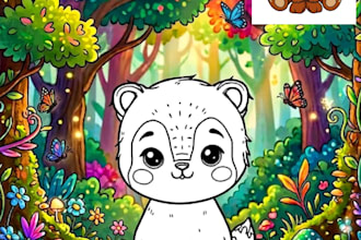 create cute coloring book pages with colorful background