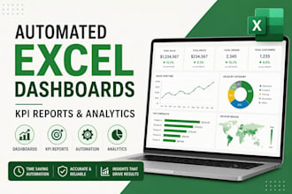 build automated excel dashboards, KPI reports and analytics