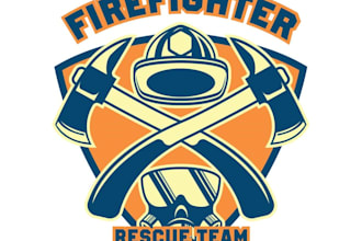 create a professional firefighter badge logo design