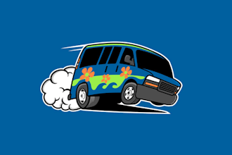 design fun cool blue van appeal kids ages logo