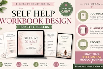 create printable self help journal or workbook for your etsy shop