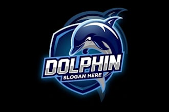 create a modern dolphin logo t shirt design