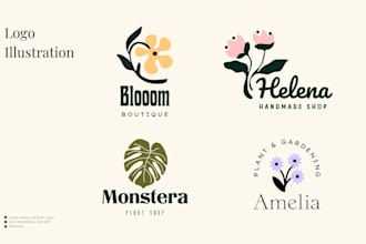 hand draw botanical logo illustration
