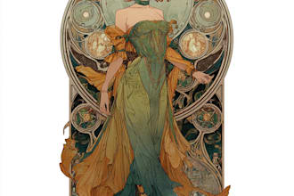 design art nouveau neo traditional vintage portrait