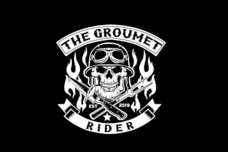 design macho biker gourmet rider travel food logo