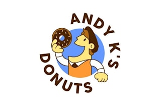 design vintage look including character mascot donuts shop logo