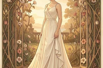 design art nouveau neo traditional vintage portrait