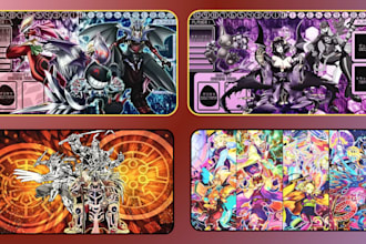 do custom trading card, playmat design for ttrg, anime mat, yugioh tcg artwork