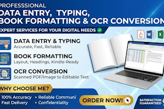 do data entry, typing, book formatting and ocr conversion