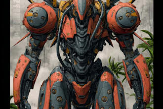 design futuristic robot or mecha character art