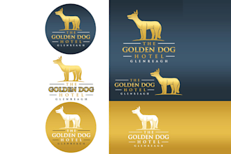 design golden dog hotel logo