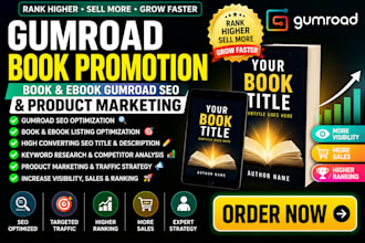 gumroad book promotion, book and ebook gumroad SEO and product marketing