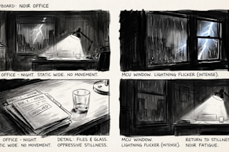 create professional cinematic storyboards for films