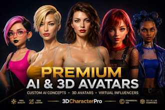 create a premium 3d character, ai avatar, virtual influencer