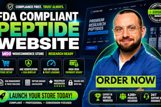 build fda compliant peptide website,  woocommerce research peptide store SEO