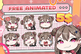 draw twitch emotes, animated chibi emotes, discord emoji for vtuber model