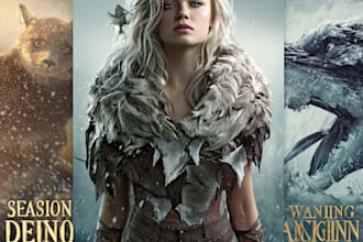 craft a mythical fantasy book cover with cinematic detail