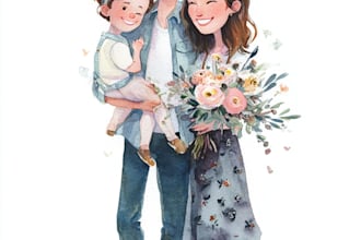 custom watercolor family portrait from photo