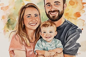 make watercolor family portrait