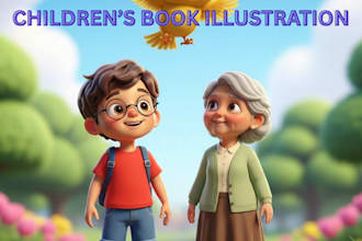 whimsical watercolor children books illustration, kids storybook art and design