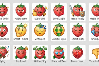provide a custom 15 pack of 3d strawberry emojis