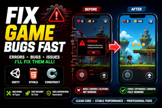 fix unity or HTML5 game bugs, errors and issues fast