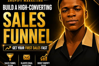 build shopify sales funnel and klaviyo email marketing