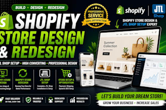 build shopify store design to redesign shopify website and design jtl shop setup