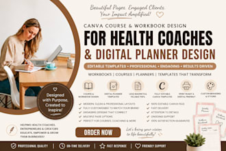 do canva course workbook design for health coaches, digital planner design
