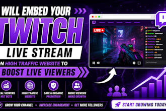 embed your twitch live stream on high traffic website to boost live viewers