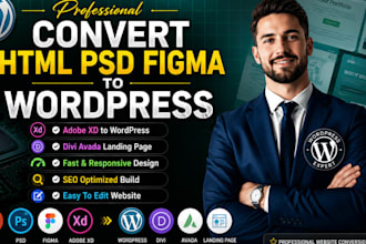 convert html psd figma adobe xd design divi landing page to avada wordpress web