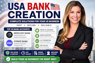 create usa bank creation, wise bank, mercury, stripe llc formation
