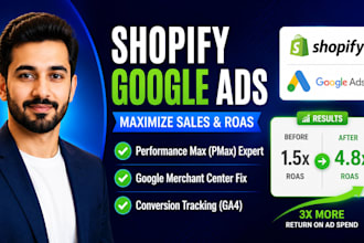 set up and manage shopify google ads and performance max for sales